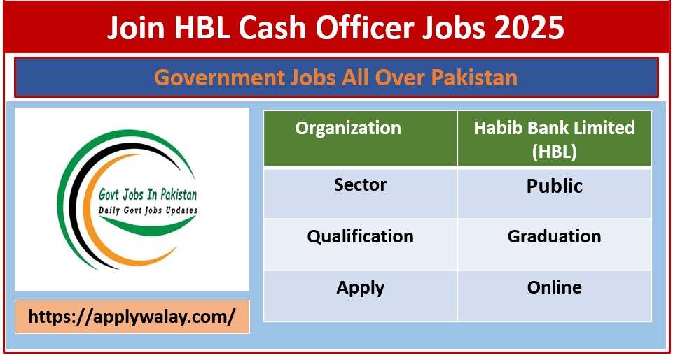 Join HBL Cash Officer Jobs 2025