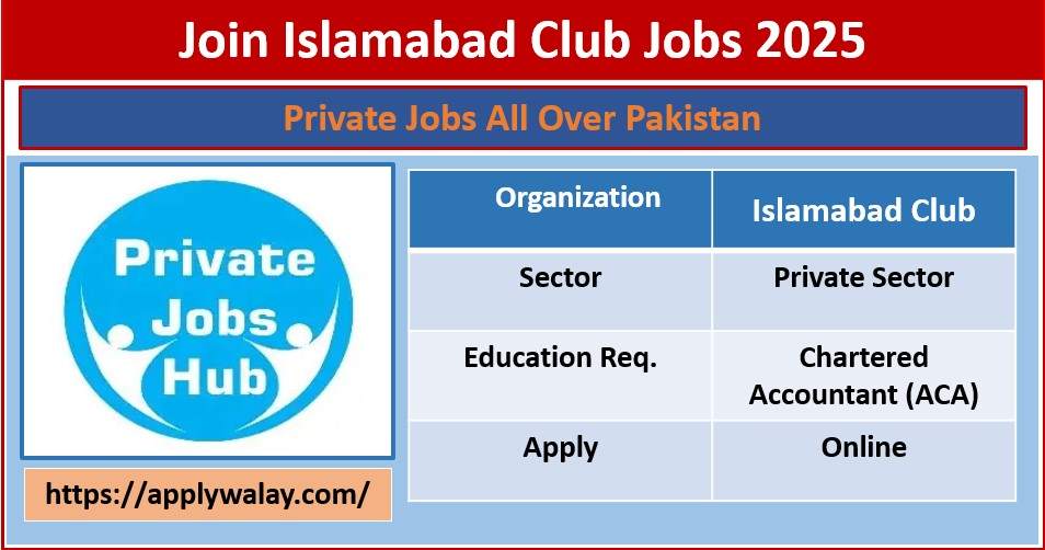 Join Islamabad Club Jobs 2025
